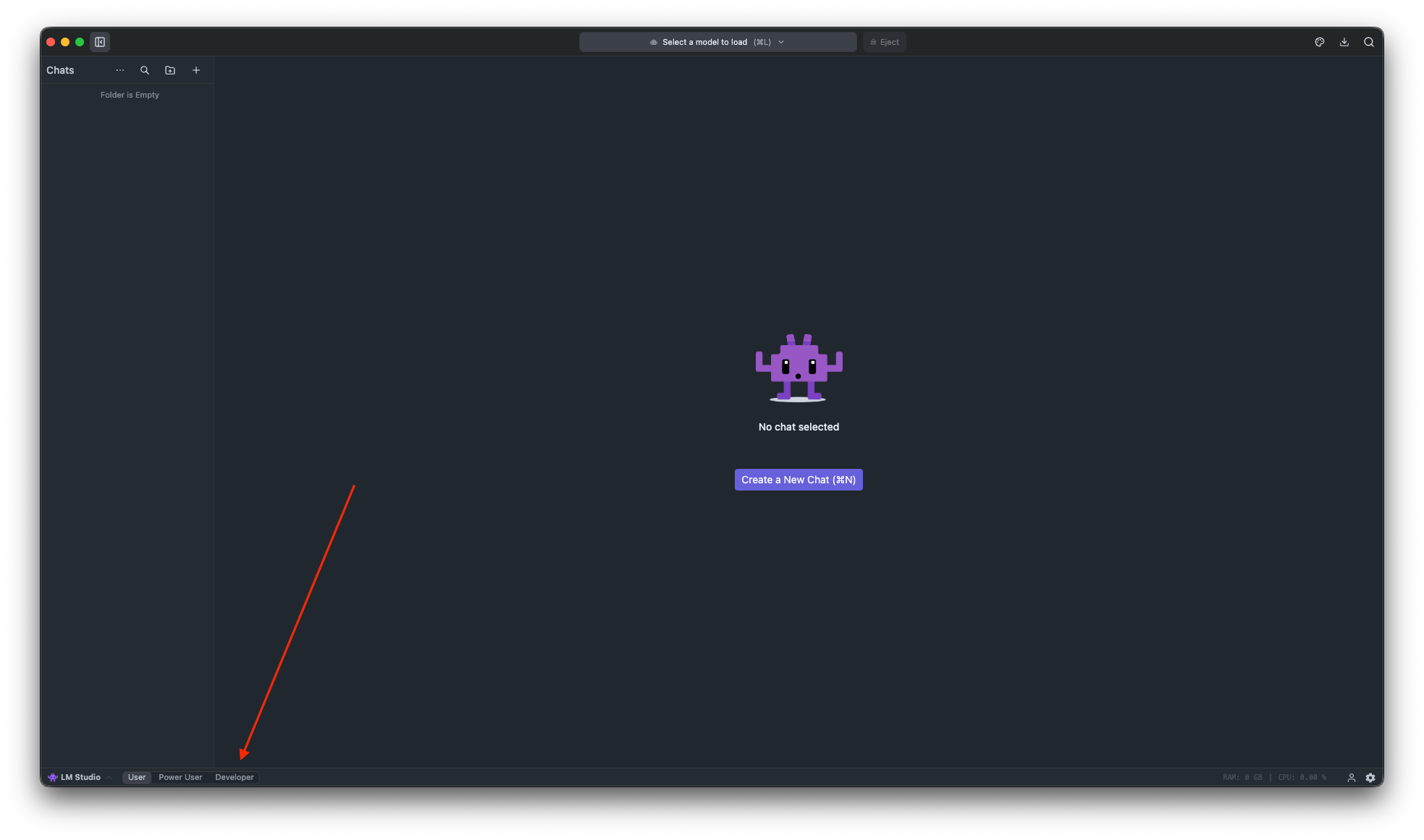 LM Studio: switch to Developer mode
